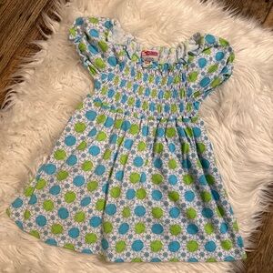 2B Real Girls Smocked Fit & Flare Floral Dress Size 4‎ Blue Green Summer NEW
